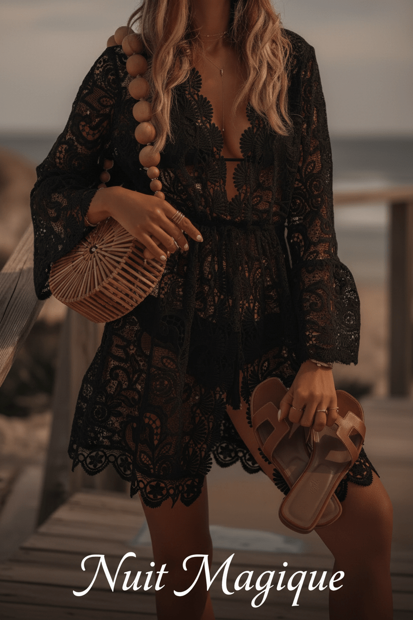 ☀️🌊 Robe Boho Crochet Blanche Femme – Tunique de Plage Dentelle, Bikini Cover Up Été Beachwear - PoreVac™ – Aspirateur de Points Noirs