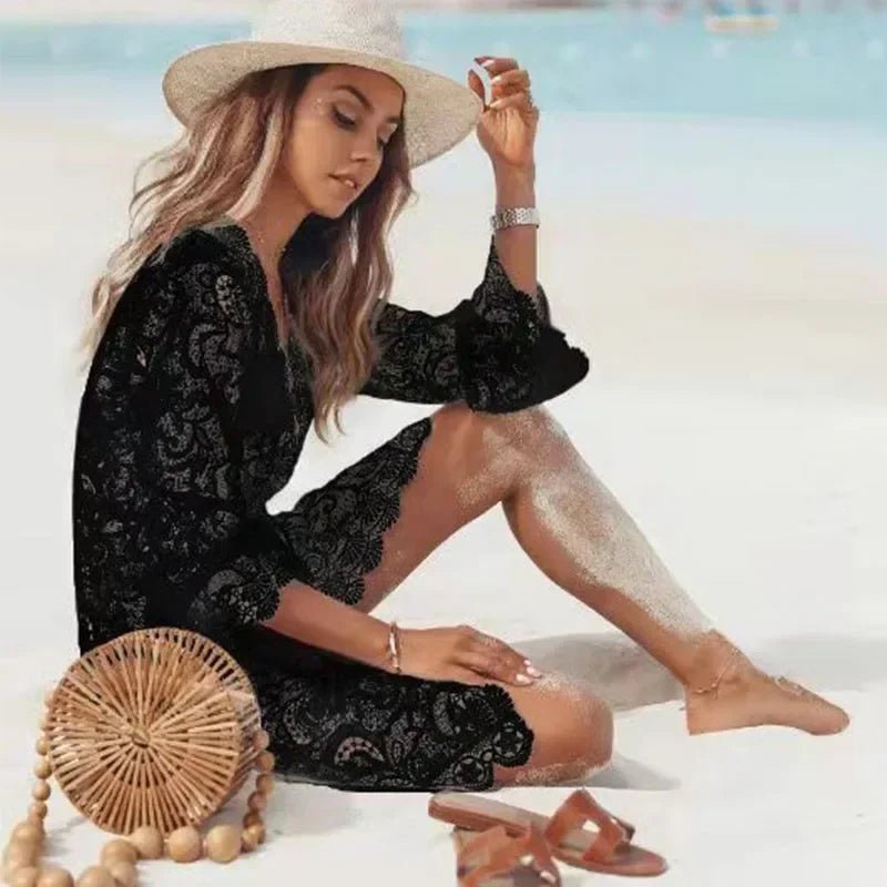 Robe Boho Crochet Femme – Tunique de Plage Dentelle Bikini Cover Up - Collection Bohème PLAGE