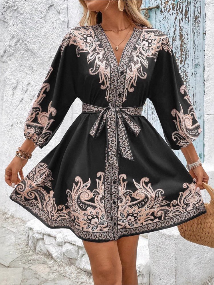 Robe élégante femme – Détails rétro et taille ajustable pour un look féminin et raffiné. 👗 - PoreVac™ – Aspirateur de Points Noirs