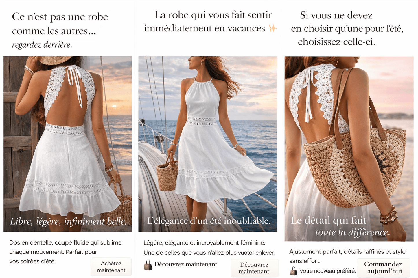 Robe femme sans manches avec volants, en dentelle ajourée et dos nu, sexy et confortable, nouvelle tendance mode été 2026.👗✨ - PoreVac™ – Aspirateur de Points Noirs