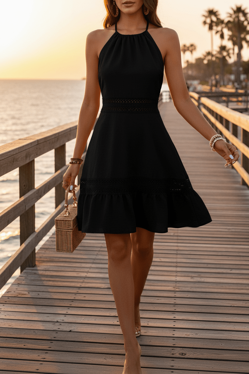 Robe femme sans manches avec volants, en dentelle ajourée et dos nu, sexy et confortable, nouvelle tendance mode été 2026.👗✨ - PoreVac™ – Aspirateur de Points Noirs