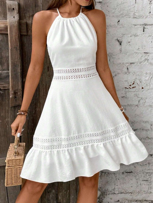 Robe femme sans manches avec volants, en dentelle ajourée et dos nu, sexy et confortable, nouvelle tendance mode été 2026.👗✨ - PoreVac™ – Aspirateur de Points Noirs