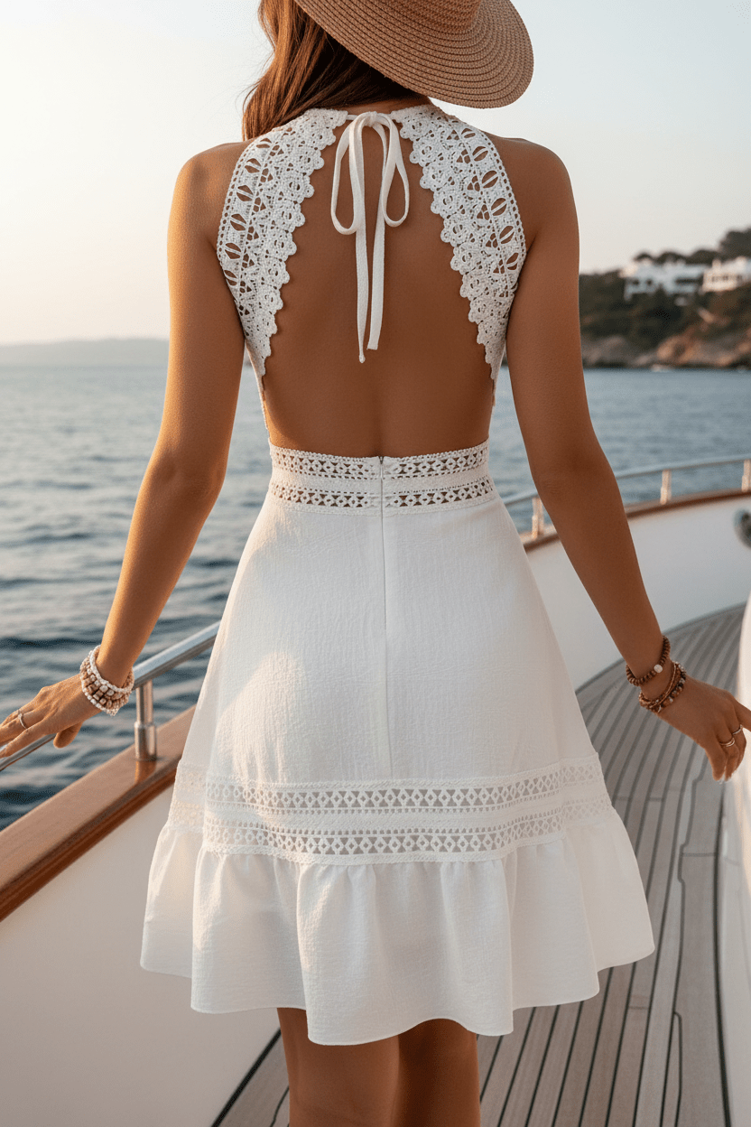 Robe femme sans manches avec volants, en dentelle ajourée et dos nu, sexy et confortable, nouvelle tendance mode été 2026.👗✨ - PoreVac™ – Aspirateur de Points Noirs
