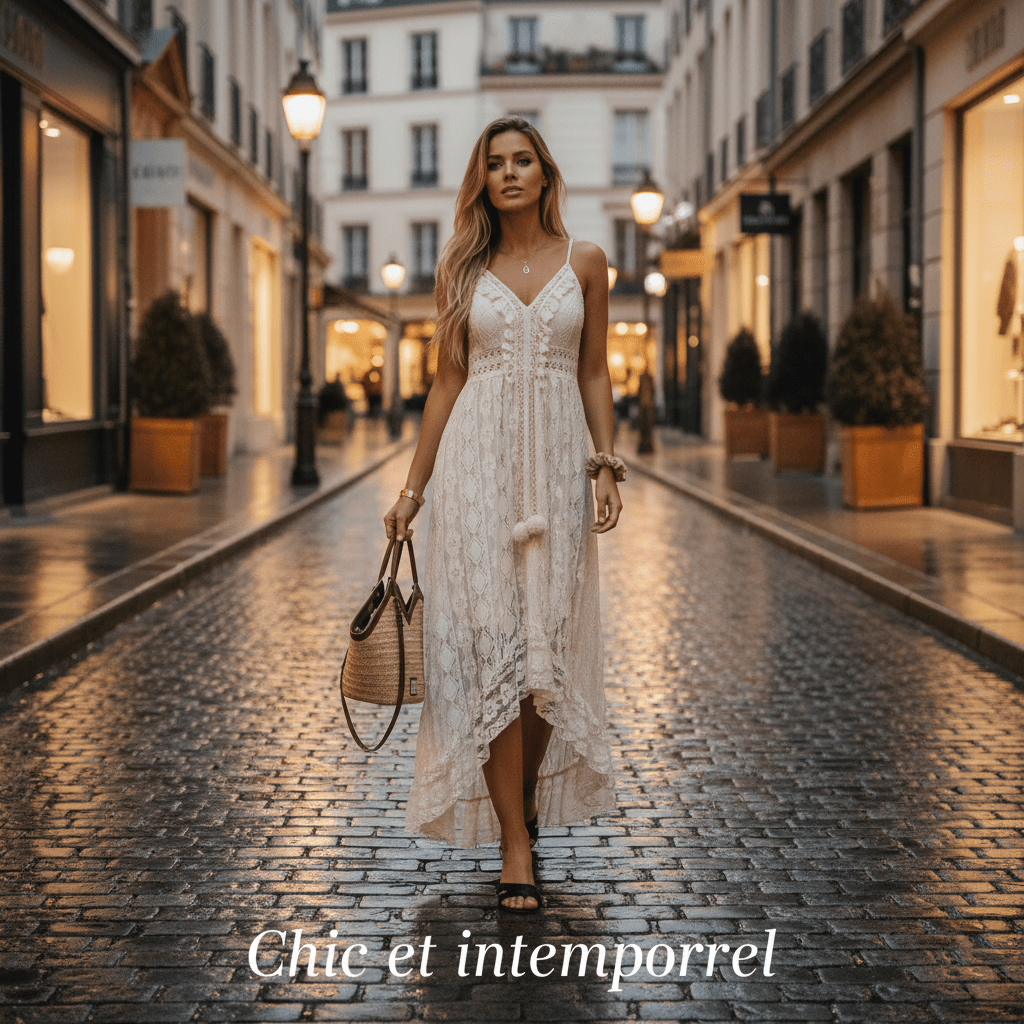 Robe longue pour femme en dentelle – Élégante, légère et parfaite pour l’été. 🌞👗 - PoreVac™ – Aspirateur de Points Noirs