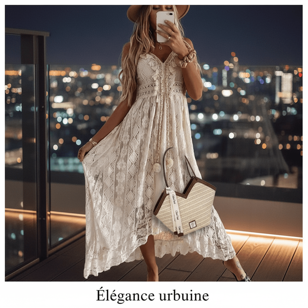 Robe longue pour femme en dentelle – Élégante, légère et parfaite pour l’été. 🌞👗 - PoreVac™ – Aspirateur de Points Noirs