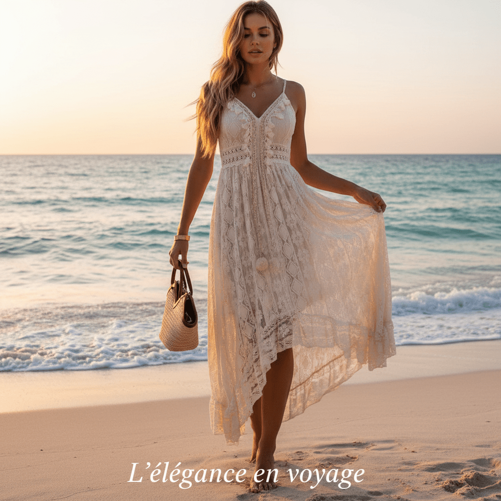 Robe longue pour femme en dentelle – Élégante, légère et parfaite pour l’été. 🌞👗 - PoreVac™ – Aspirateur de Points Noirs