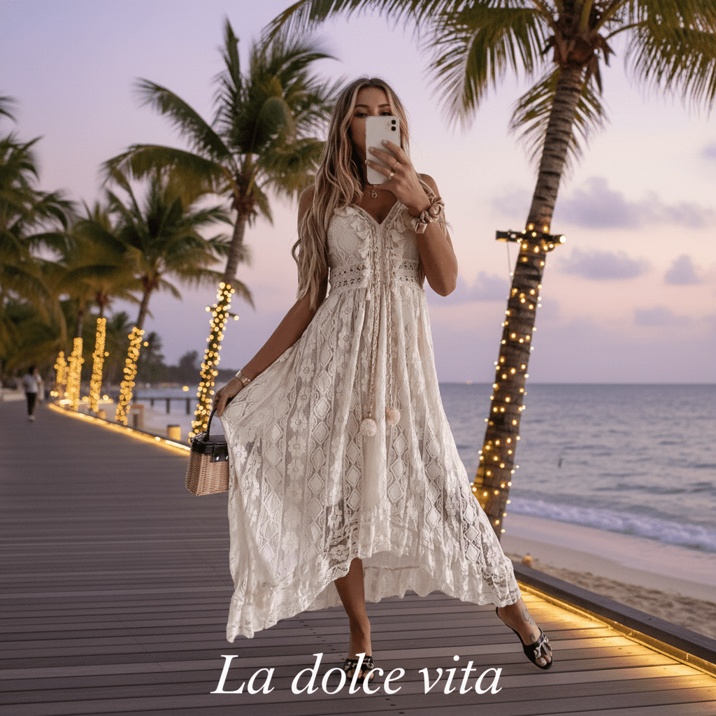 Robe longue pour femme en dentelle – Élégante, légère et parfaite pour l’été. 🌞👗 - PoreVac™ – Aspirateur de Points Noirs