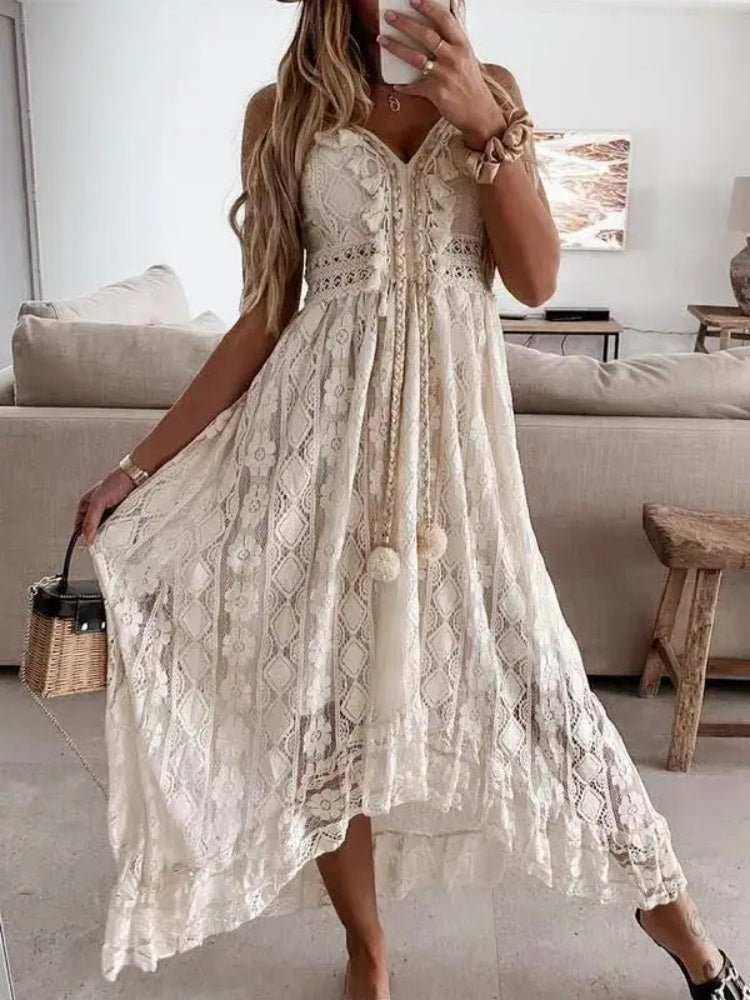 Robe longue pour femme en dentelle – Élégante, légère et parfaite pour l’été. 🌞👗 - PoreVac™ – Aspirateur de Points Noirs