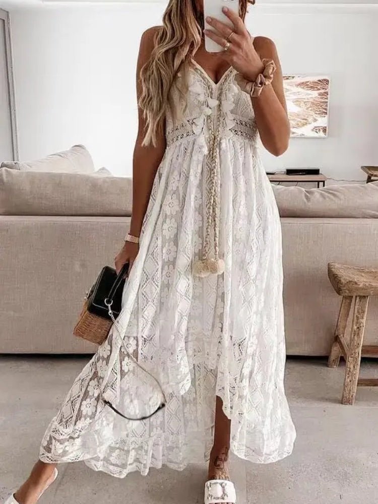 Robe longue pour femme en dentelle – Élégante, légère et parfaite pour l’été. 🌞👗 - PoreVac™ – Aspirateur de Points Noirs