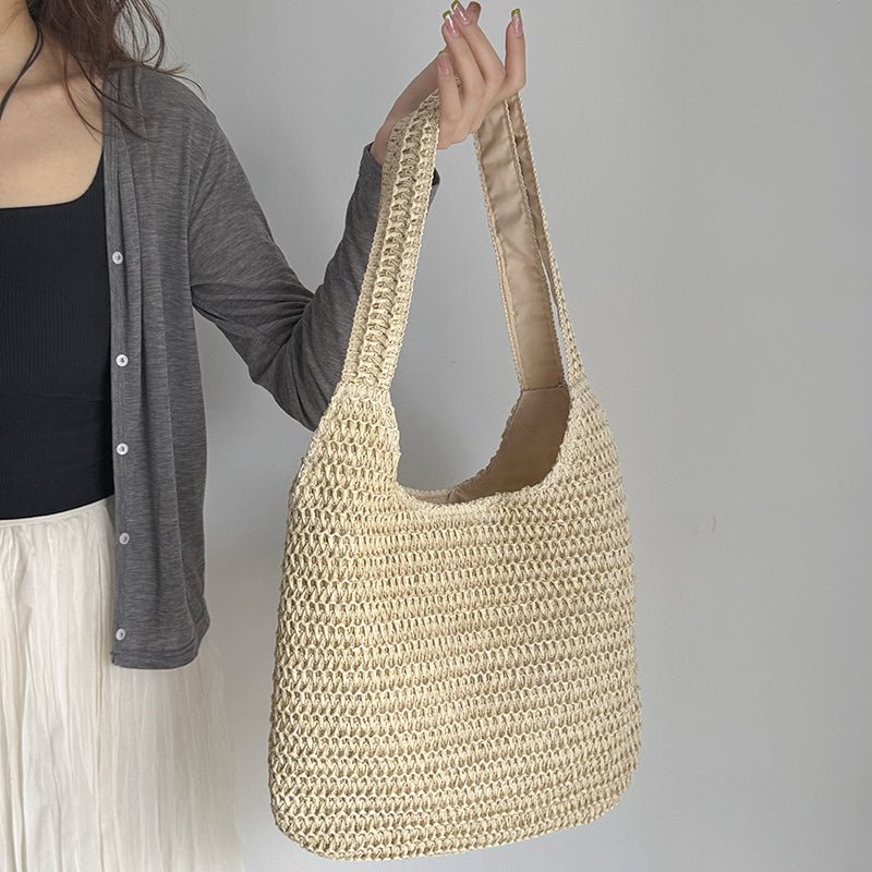 Sac de plage en paille – Style estival et frais pour toutes les occasions.🌞👜🌿✨ - PoreVac™ – Aspirateur de Points Noirs