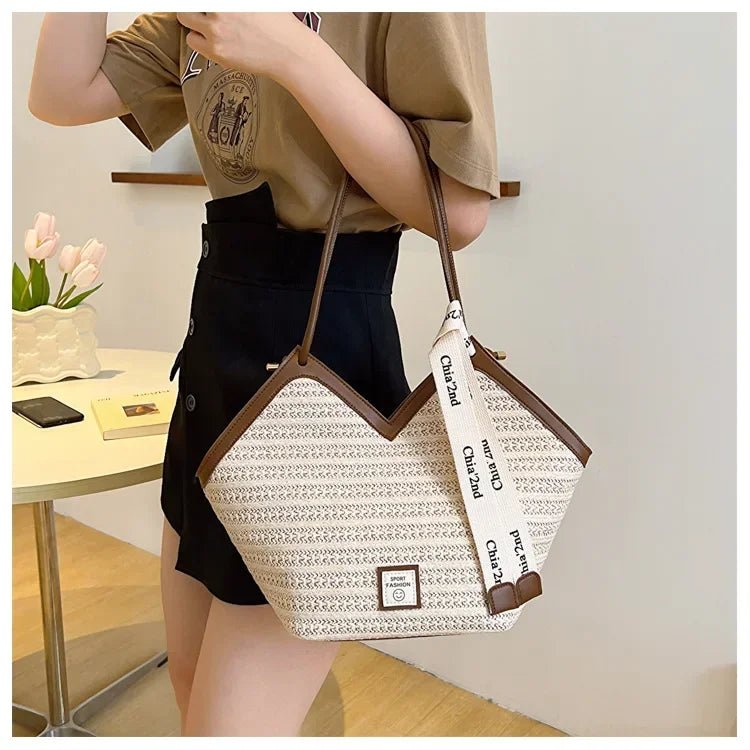 Sac de plage en paille – Style estival et frais pour toutes les occasions.🌞👜🌿✨ - PoreVac™ – Aspirateur de Points Noirs