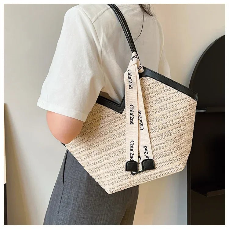 Sac de plage en paille – Style estival et frais pour toutes les occasions.🌞👜🌿✨ - PoreVac™ – Aspirateur de Points Noirs