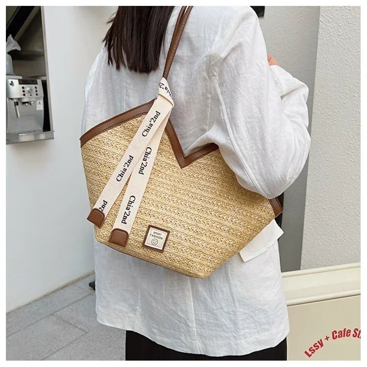 Sac de plage en paille – Style estival et frais pour toutes les occasions.🌞👜🌿✨ - PoreVac™ – Aspirateur de Points Noirs