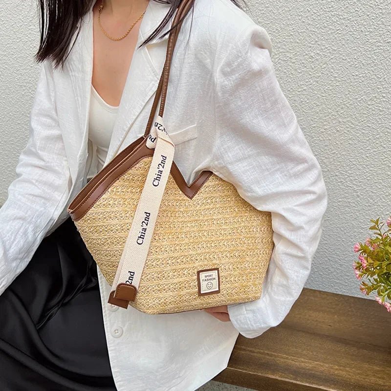 Sac de plage en paille – Style estival et frais pour toutes les occasions.🌞👜🌿✨ - PoreVac™ – Aspirateur de Points Noirs