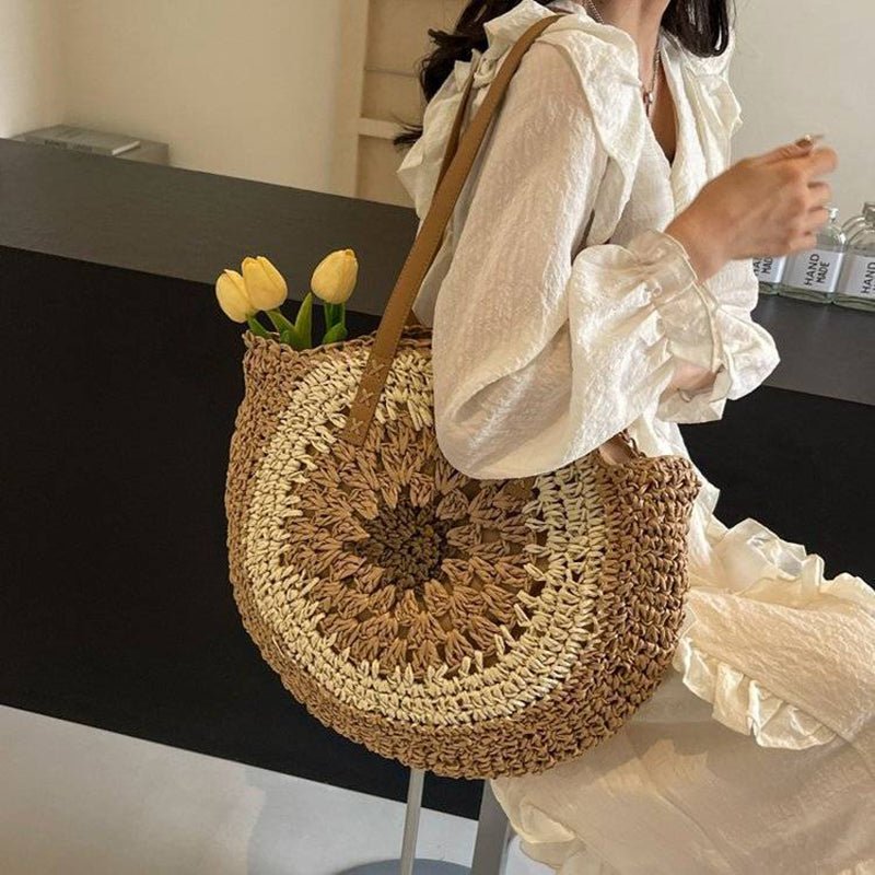 Sac de plage en paille – Style estival et frais pour toutes les occasions.🌞👜🌿✨ - PoreVac™ – Aspirateur de Points Noirs