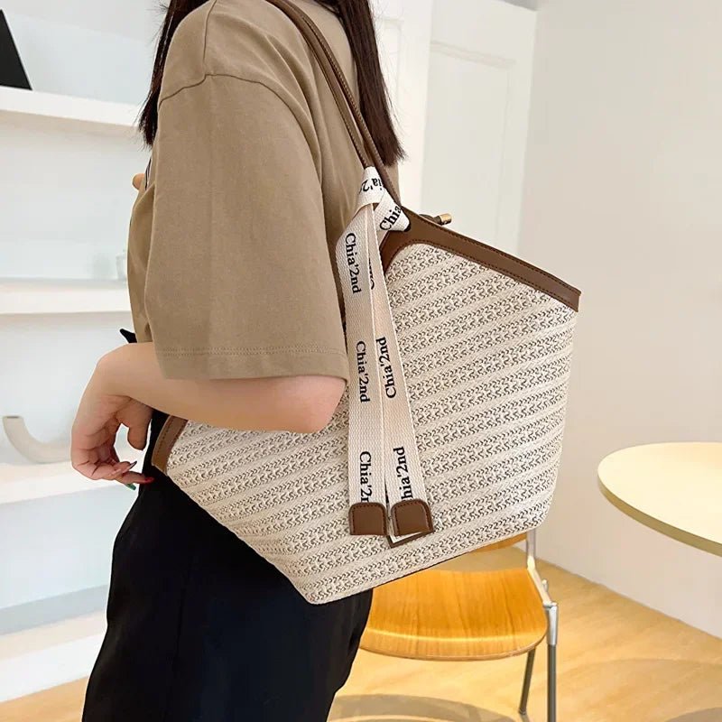 Sac de plage en paille – Style estival et frais pour toutes les occasions.🌞👜🌿✨ - PoreVac™ – Aspirateur de Points Noirs