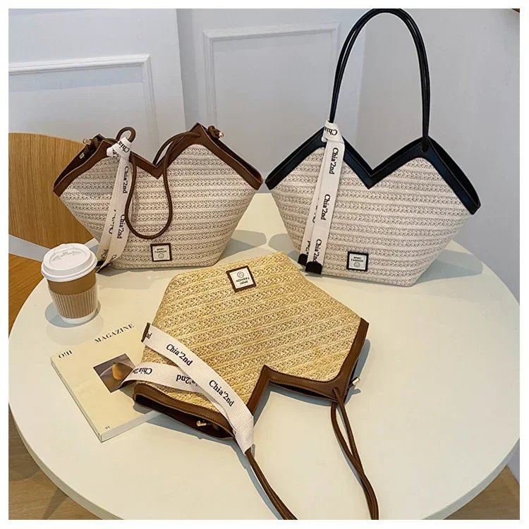 Sac de plage en paille – Style estival et frais pour toutes les occasions.🌞👜🌿✨ - PoreVac™ – Aspirateur de Points Noirs