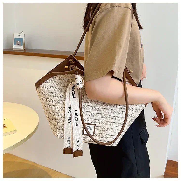 Sac de plage en paille – Style estival et frais pour toutes les occasions.🌞👜🌿✨ - PoreVac™ – Aspirateur de Points Noirs
