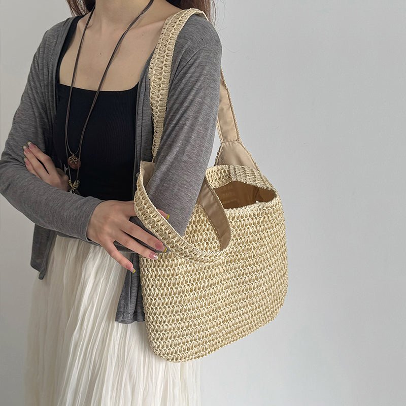 Sac de plage en paille – Style estival et frais pour toutes les occasions.🌞👜🌿✨ - PoreVac™ – Aspirateur de Points Noirs