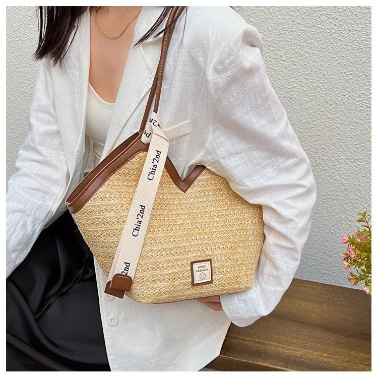 Sac de plage en paille – Style estival et frais pour toutes les occasions.🌞👜🌿✨ - PoreVac™ – Aspirateur de Points Noirs