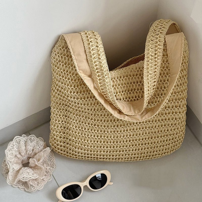 Sac de plage en paille – Style estival et frais pour toutes les occasions.🌞👜🌿✨ - PoreVac™ – Aspirateur de Points Noirs