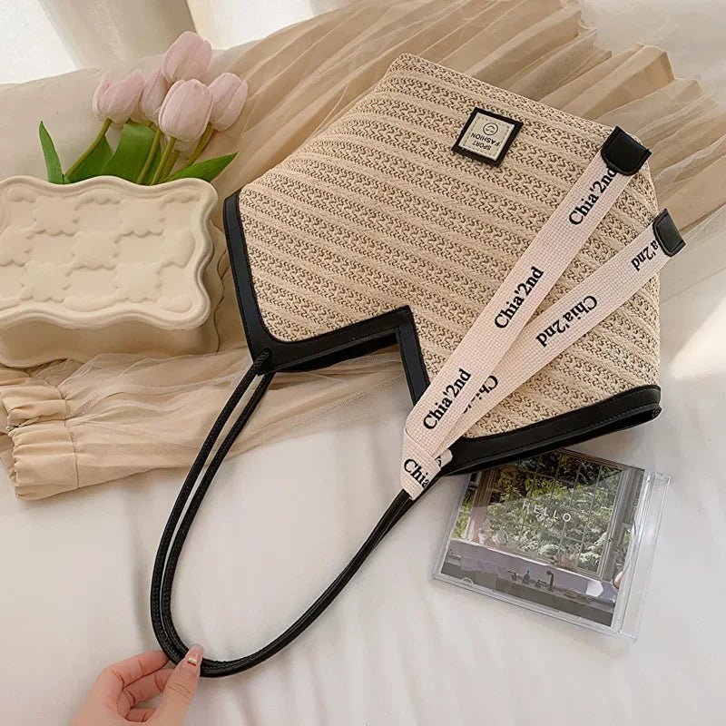 Sac de plage en paille – Style estival et frais pour toutes les occasions.🌞👜🌿✨ - PoreVac™ – Aspirateur de Points Noirs
