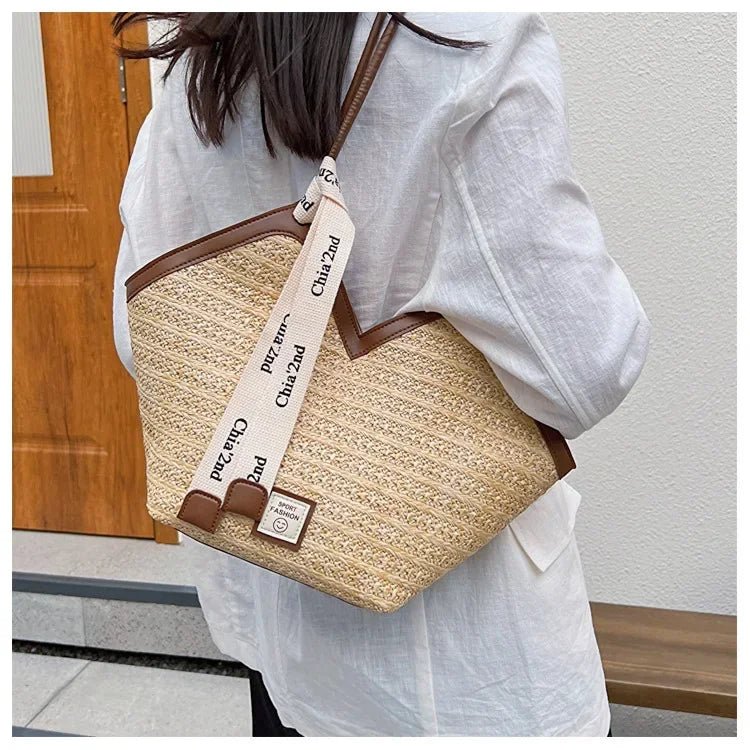 Sac de plage en paille – Style estival et frais pour toutes les occasions.🌞👜🌿✨ - PoreVac™ – Aspirateur de Points Noirs