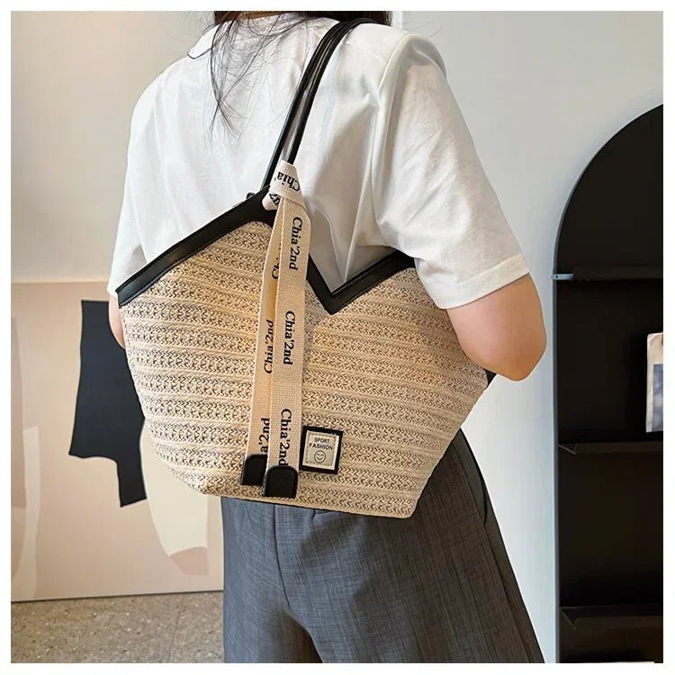 Sac de plage en paille – Style estival et frais pour toutes les occasions.🌞👜🌿✨ - PoreVac™ – Aspirateur de Points Noirs