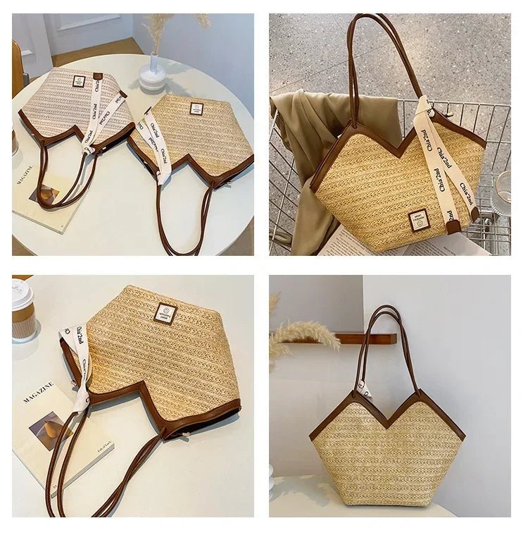 Sac de plage en paille – Style estival et frais pour toutes les occasions.🌞👜🌿✨ - PoreVac™ – Aspirateur de Points Noirs