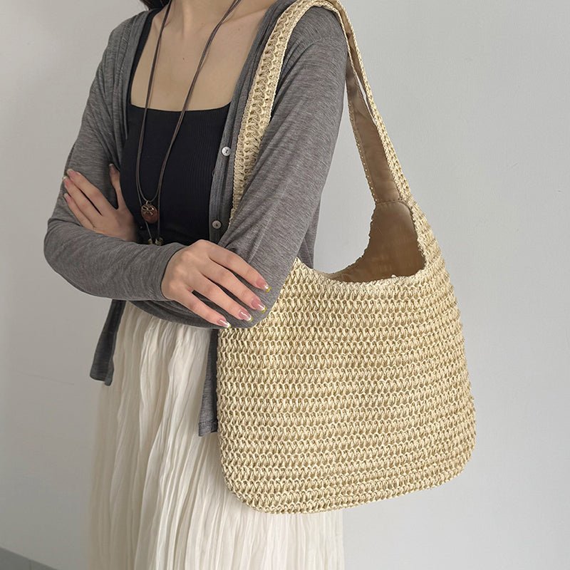 Sac de plage en paille – Style estival et frais pour toutes les occasions.🌞👜🌿✨ - PoreVac™ – Aspirateur de Points Noirs