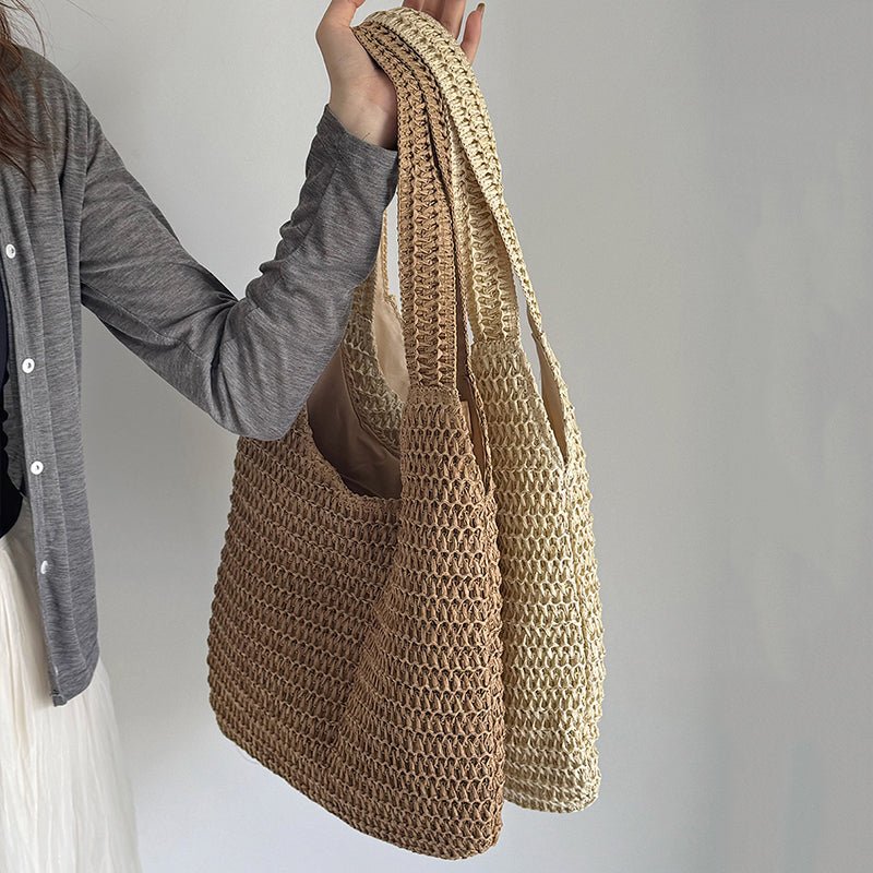 Sac de plage en paille – Style estival et frais pour toutes les occasions.🌞👜🌿✨ - PoreVac™ – Aspirateur de Points Noirs