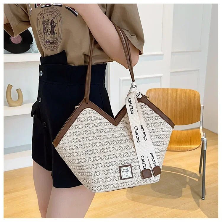 Sac de plage en paille – Style estival et frais pour toutes les occasions.🌞👜🌿✨ - PoreVac™ – Aspirateur de Points Noirs
