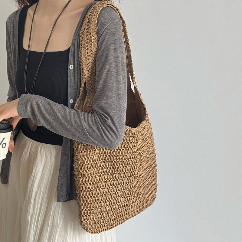Sac de plage en paille – Style estival et frais pour toutes les occasions.🌞👜🌿✨ - PoreVac™ – Aspirateur de Points Noirs